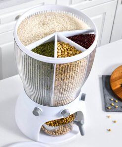 Rotating Food Storage Box Moisture Insect Proof Grain Organizer