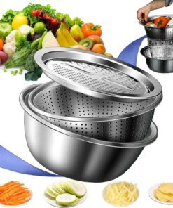 Multifunctional Stainless Steel Basin - 3 in 1 Colander and Bowl