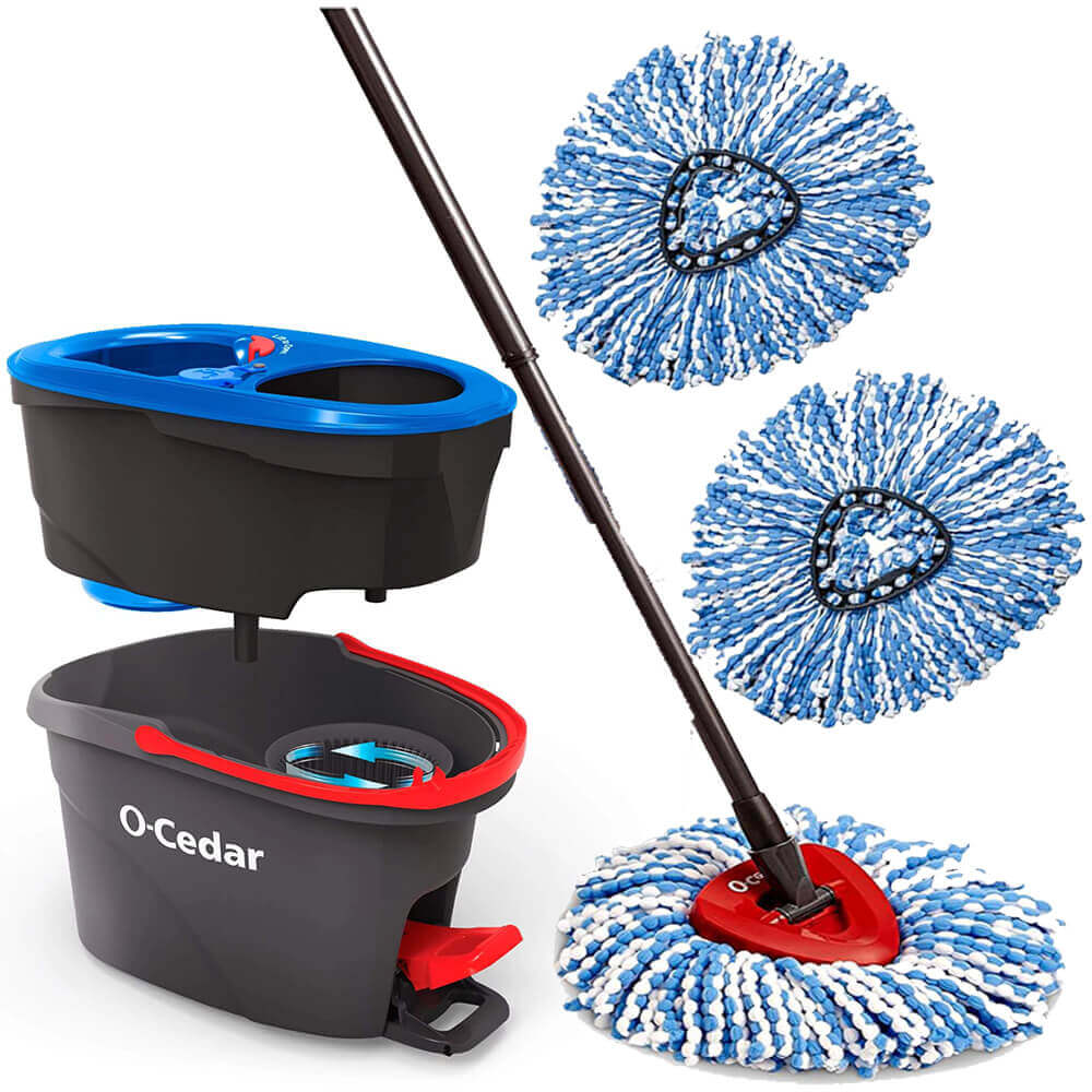 O-Cedar EasyWring Spin Mop & Bucket - RinseClean System With 2 Extra Refills