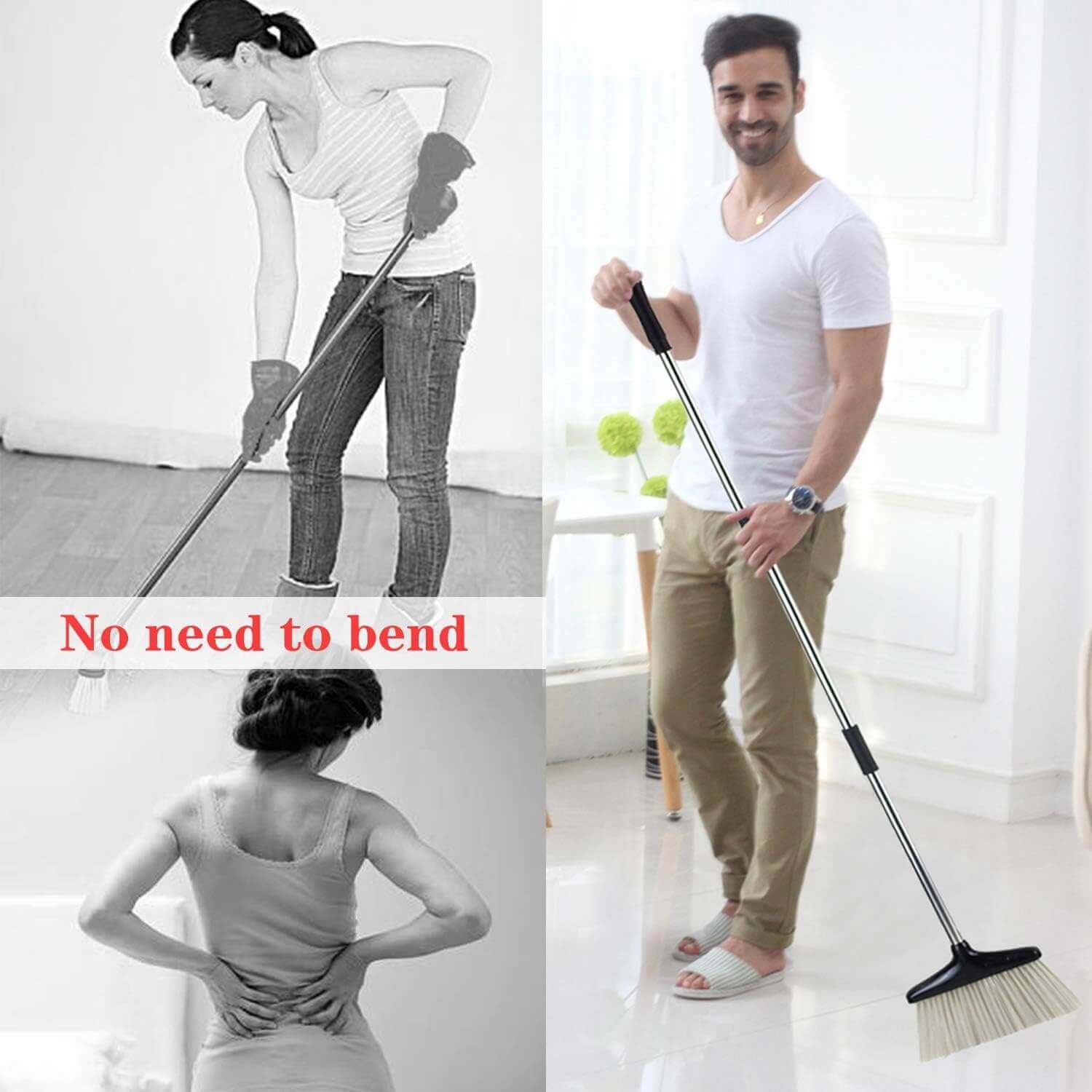 2 plastic-Self-Cleaning Foldable Dustpan Broom