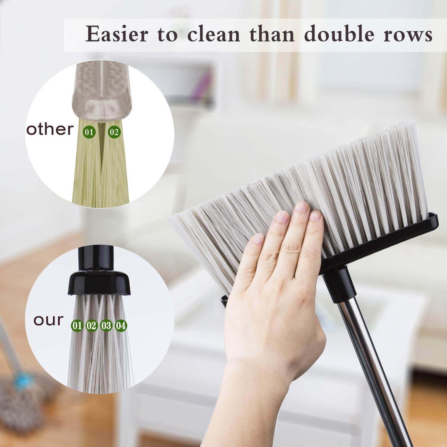 3 plastic-Self-Cleaning Foldable Dustpan Broom