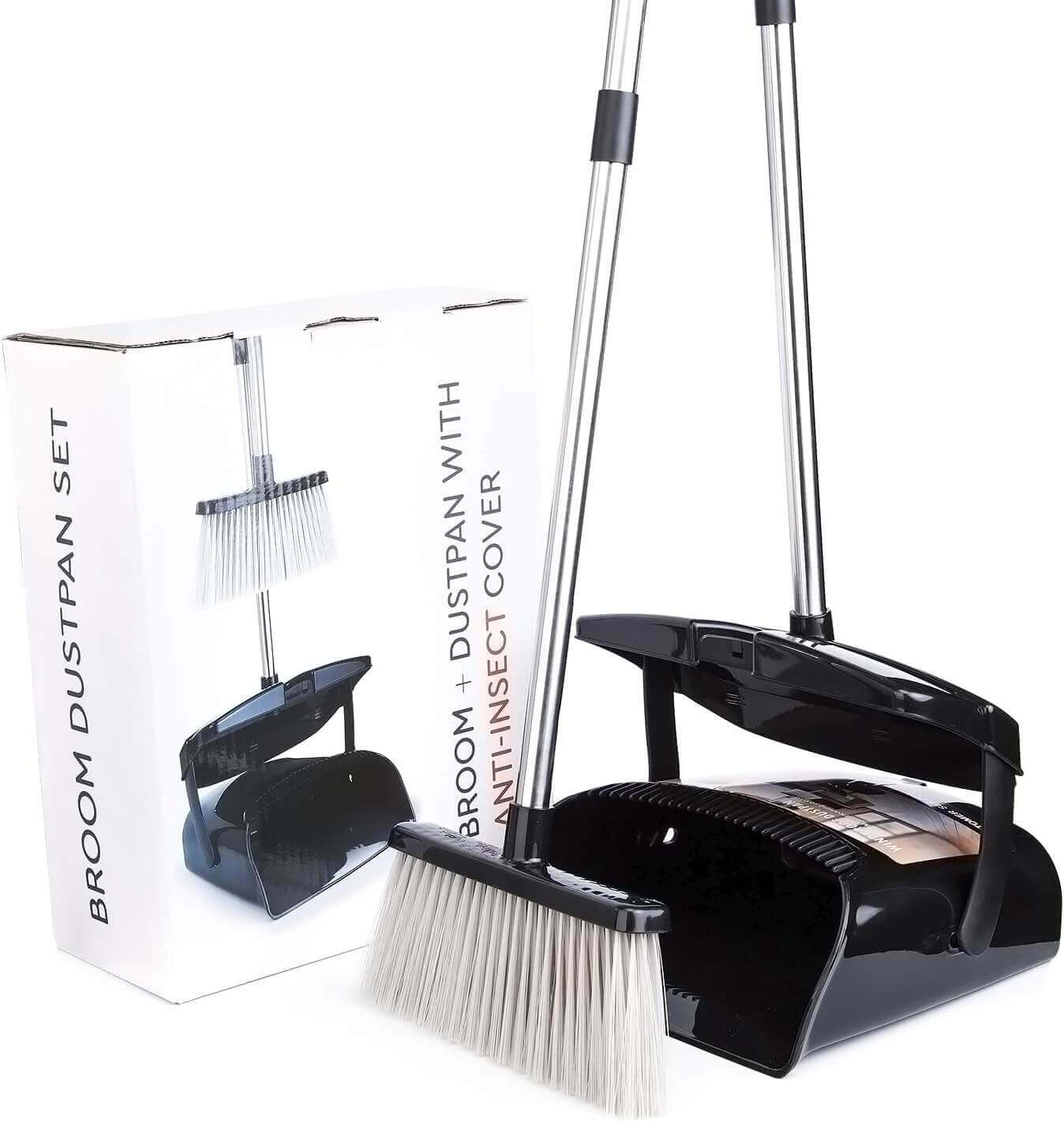 6 plastic-Self-Cleaning Foldable Dustpan Broom