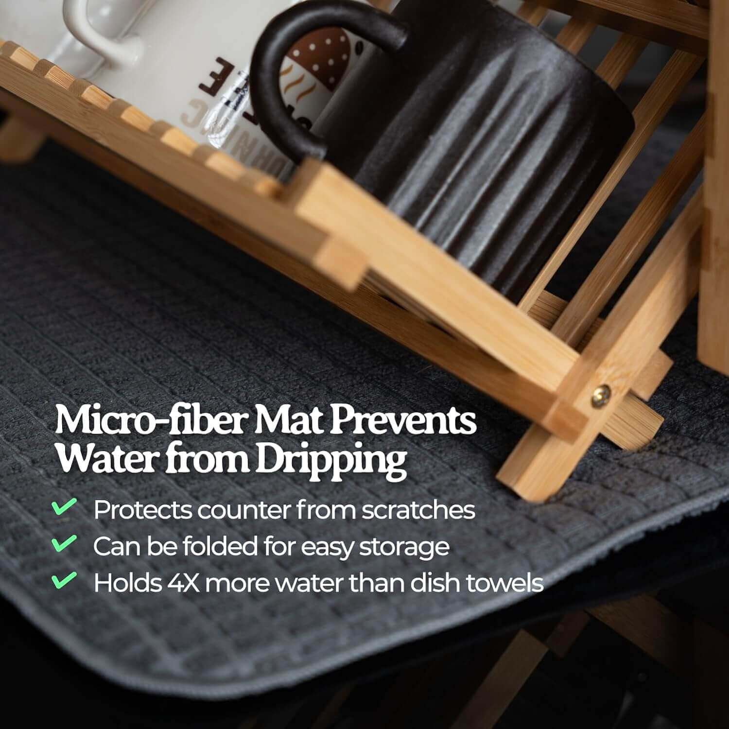 04 Bamboo Dish Drying Rack - Wooden Collapsible Dish Drying Rack Dishes Drying Rack Kitchen