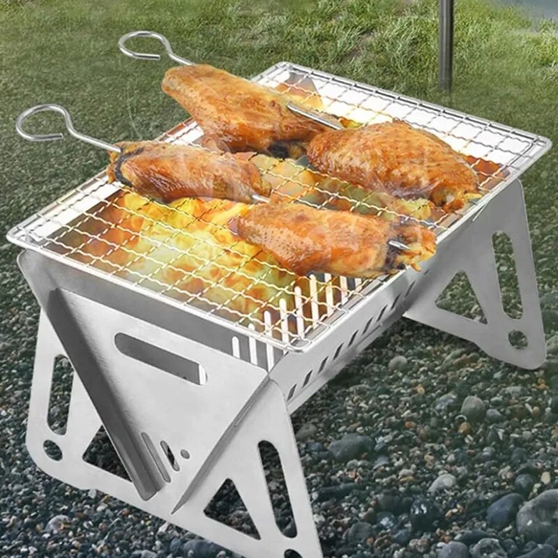 Portable-Folding-Barbecue-Grill-Heating-Stoves-Multifunction-Camping-BBQ-Grill-Rack-Net-Firewood-Stove-Stainless-steel