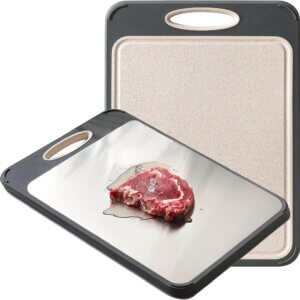 Stainless Steel and Wheat Straw Cutting Board Double Sided