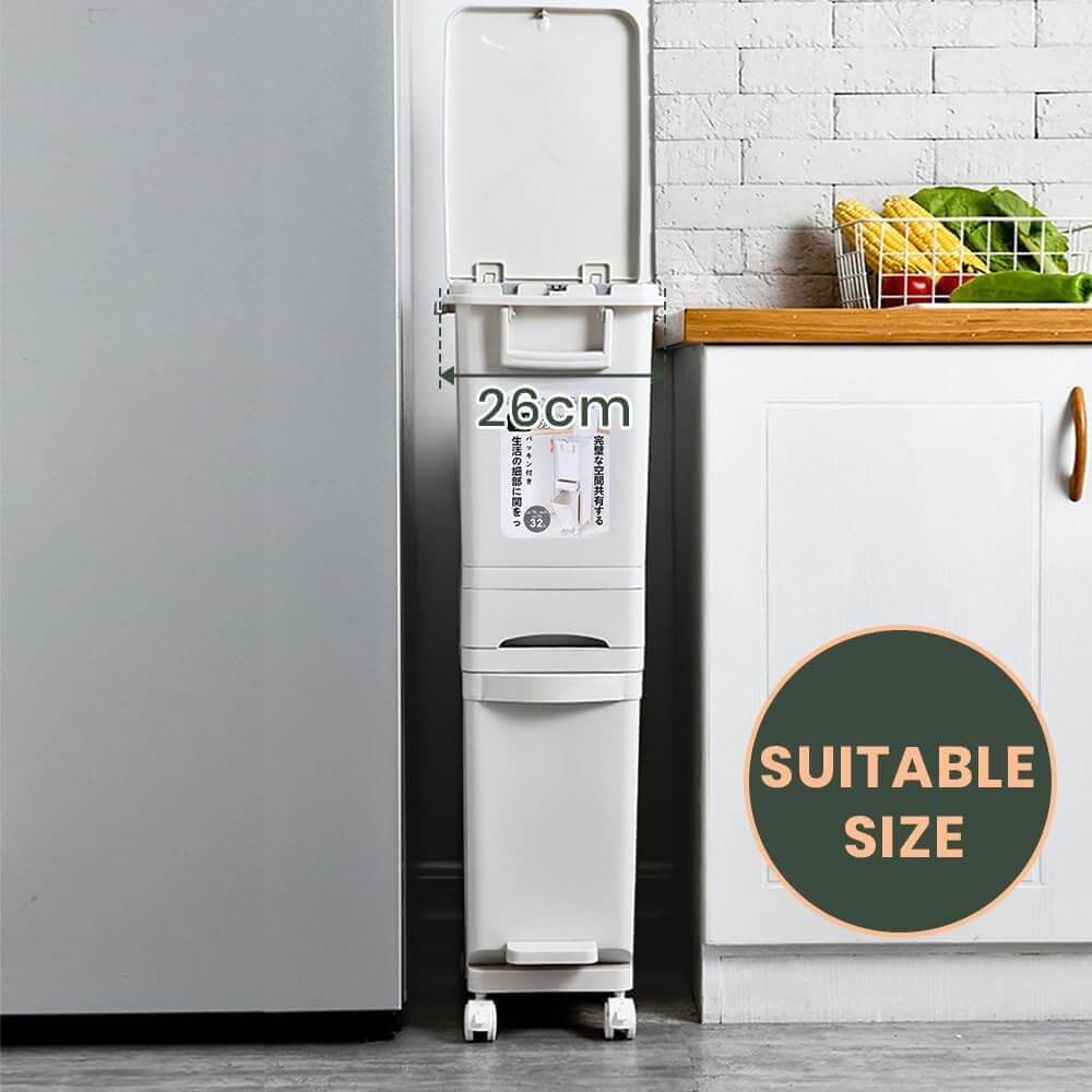Furb 32L Rubbish Bin Waste Sorting Trash Can with Lid Kitchen Bins (8)