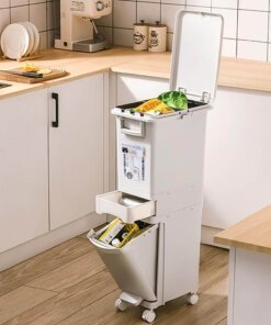Furb 32L Rubbish Bin Waste Sorting Trash Can with Lid Kitchen Bins