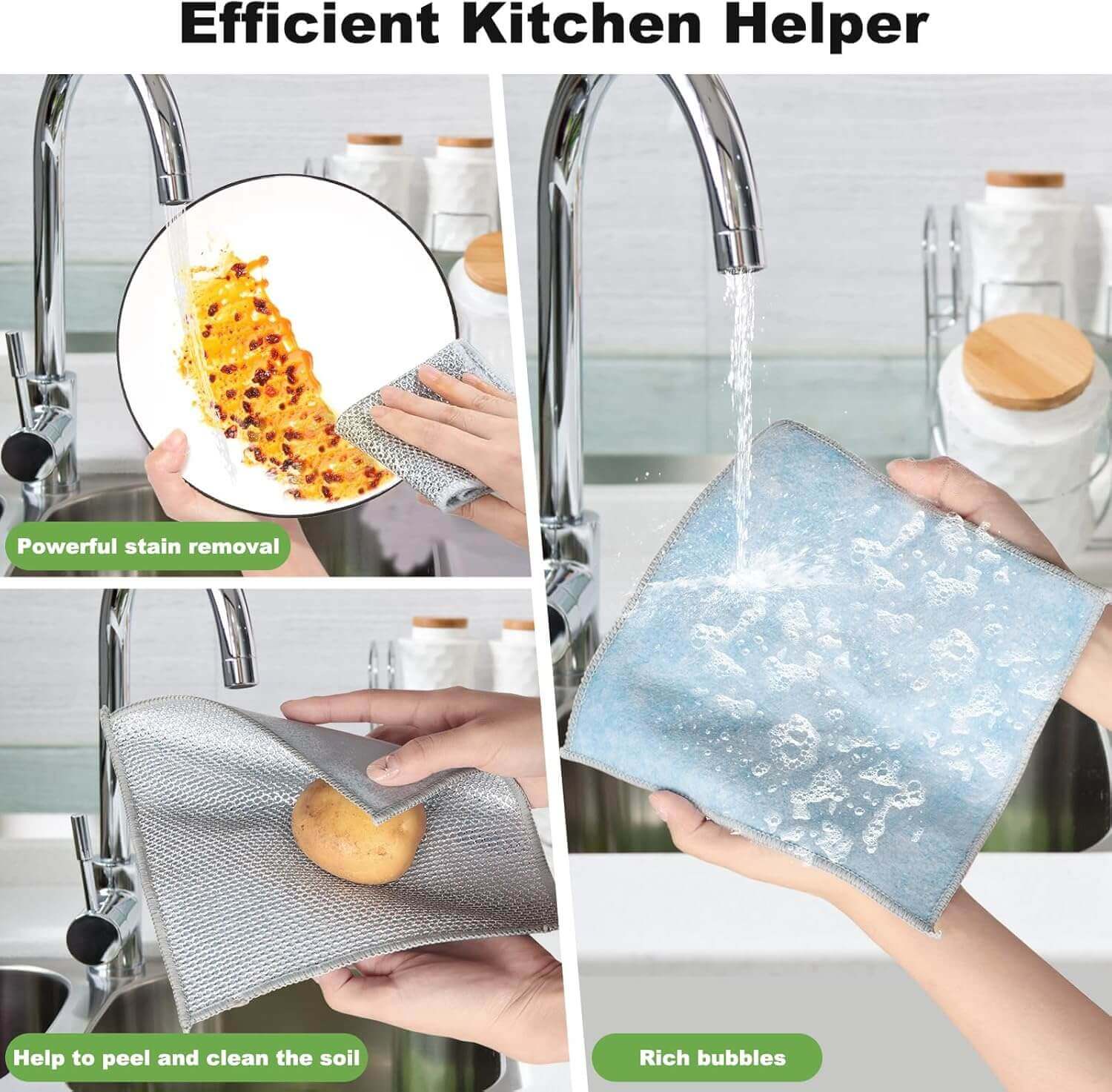 Non Scratch Wire Dishcloth Multipurpose Wire Dishwashing Rag (2)