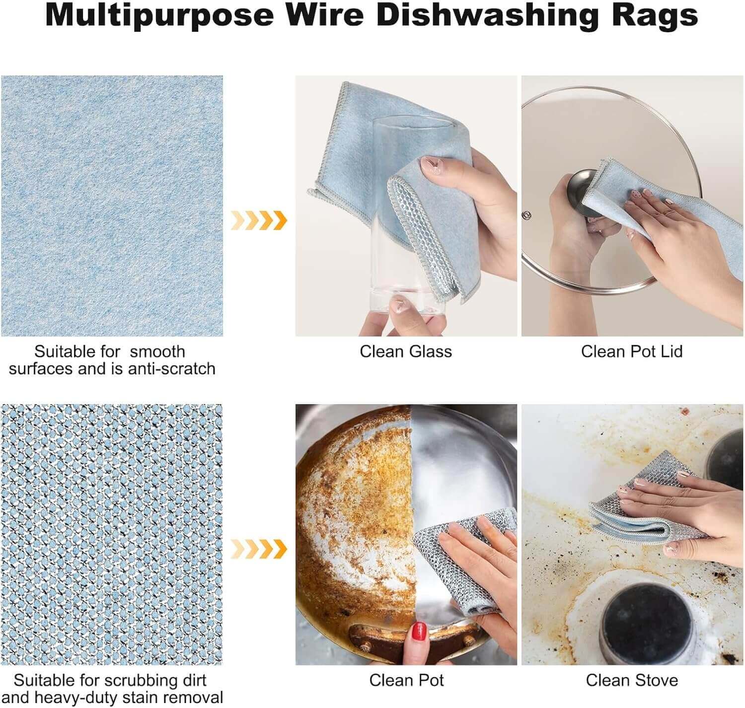 Non Scratch Wire Dishcloth Multipurpose Wire Dishwashing Rag (3)